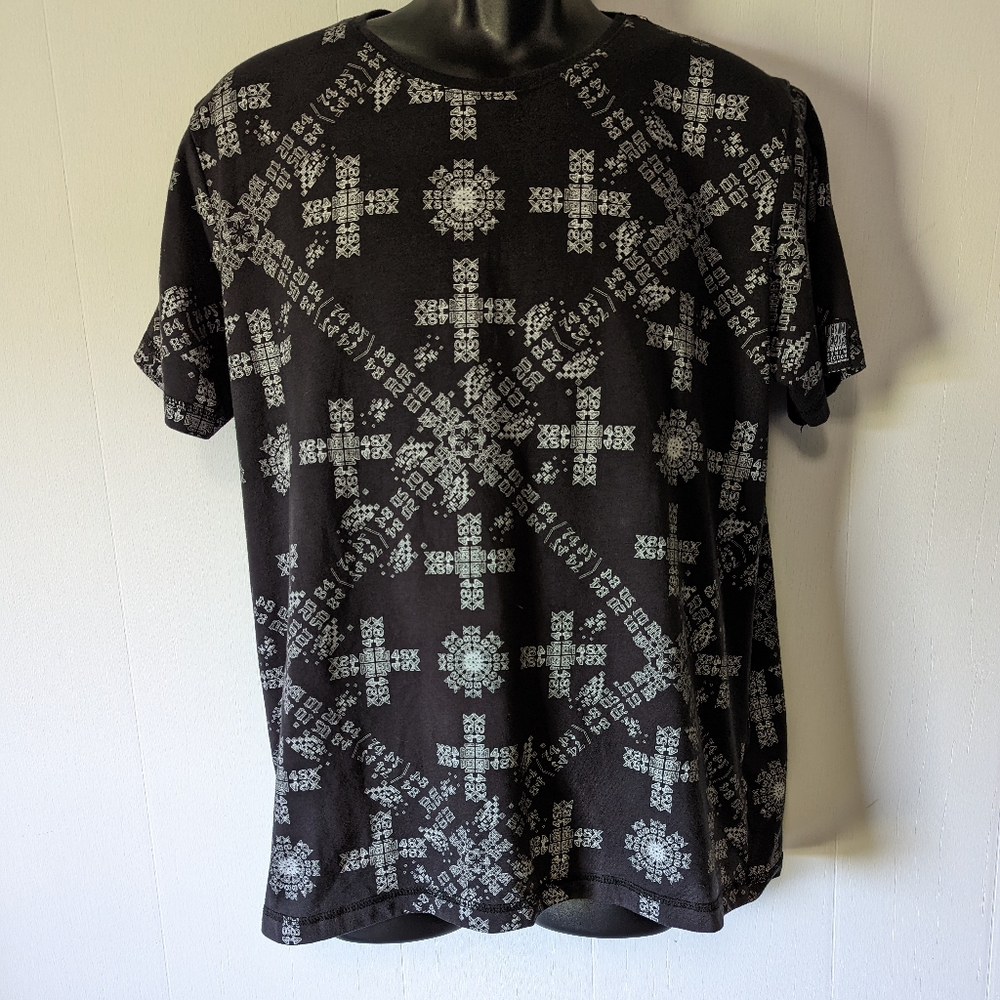 Men's AOP F&F Black T-shirt Size XL Slim